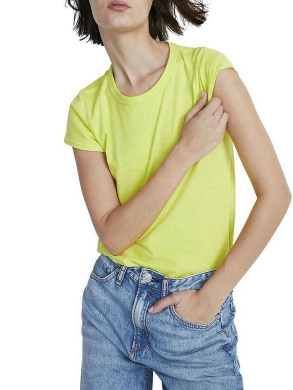 Rag & Bone Cotton Slub Tee in Neon Fresh Lime Yellow Green Size Small